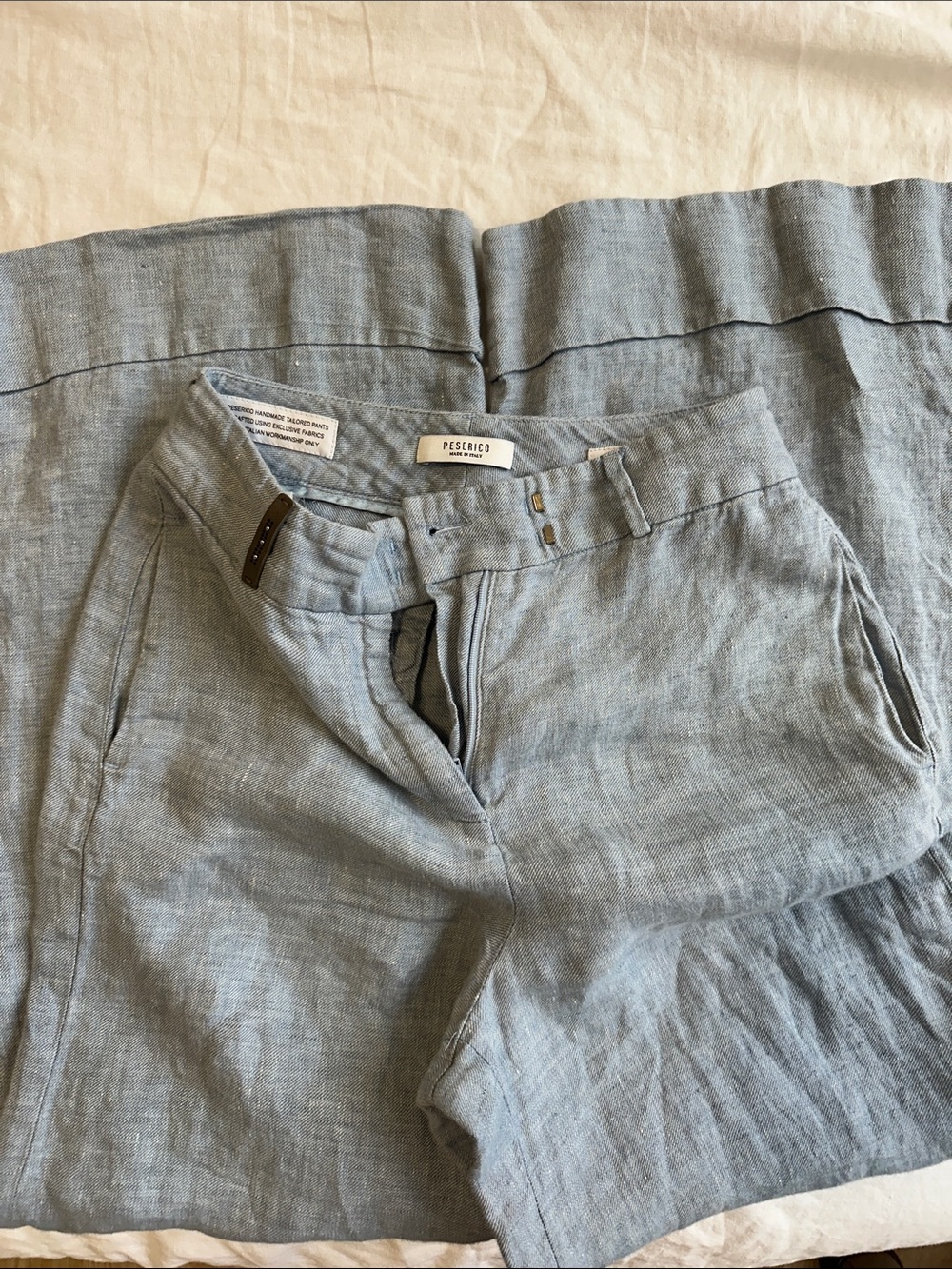 Peserico Light Blue Linen Trousers